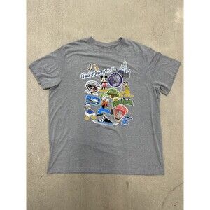Walt Disney World Four Parks Icons Stickers Short Sleeve Gray T-Shirt-Adult 2XL